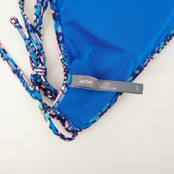 AERIE High Neck Tie Back Crochet Bikini Top S - Picture 4 of 9